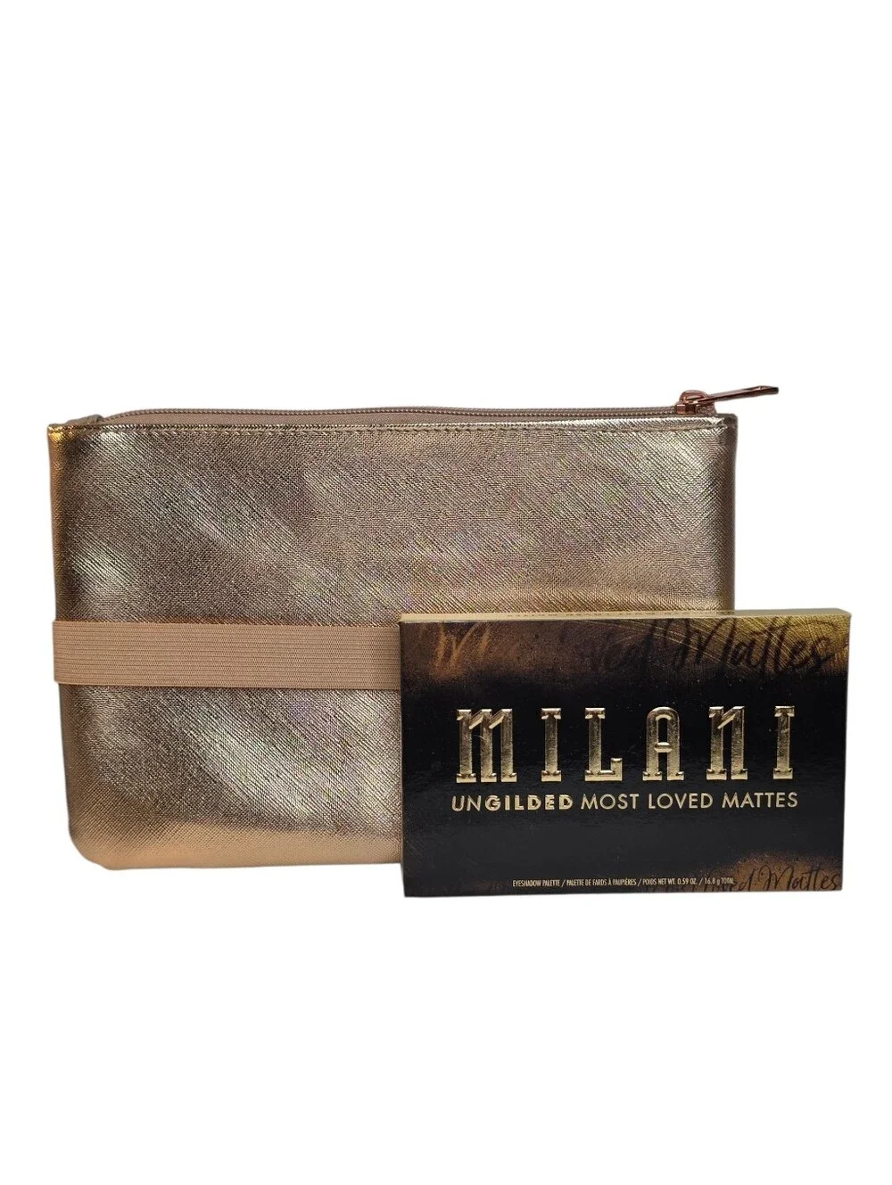 Milani Ungilded Most Loved Mattes Eyeshadow Palette & Omg Rose Gold Makeup Bag